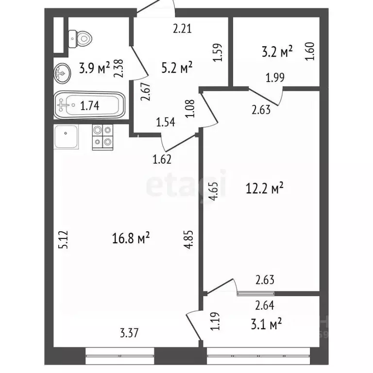 1-к кв. Чувашия, Чебоксары ул. Энергетиков, 15 (44.4 м) - Фото 2