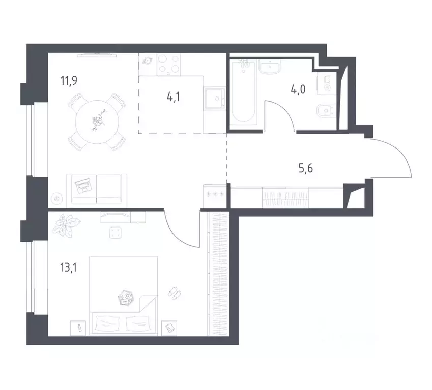 1-к кв. Москва Верейская 41 жилой комплекс, 3.1 (38.68 м) - Фото 1