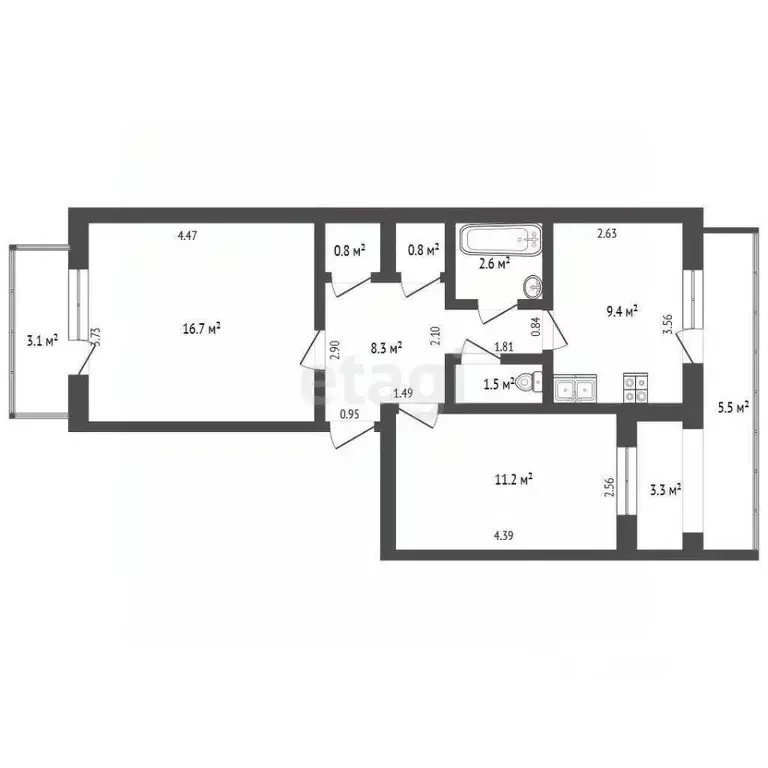 2-к кв. Крым, Судак ул. Айвазовского, 23 (51.3 м) - Фото 2