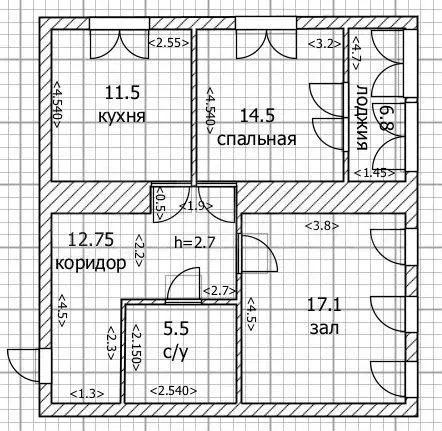 2-к. квартира, 64,3 м, 9/10 эт. - Фото 1