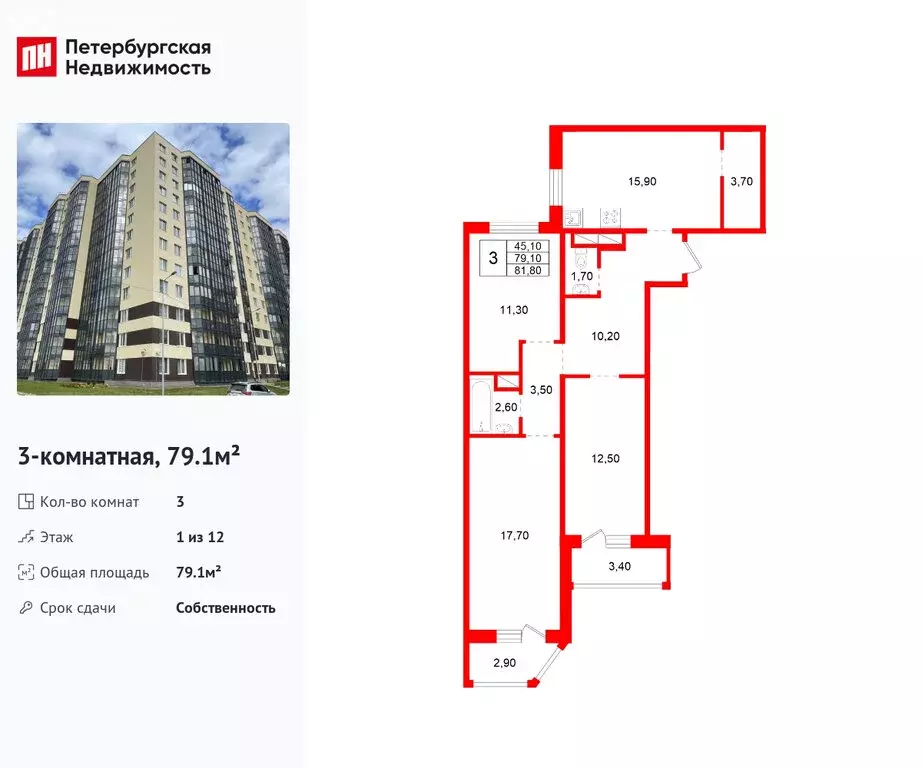 3-комнатная квартира: Аннинское городское поселение, деревня Куттузи, ... - Фото 2
