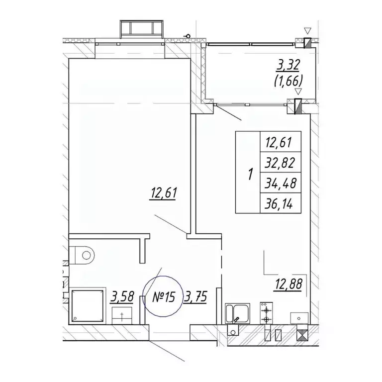 1-к кв. Калининградская область, Зеленоградск  (36.14 м) - Фото 1