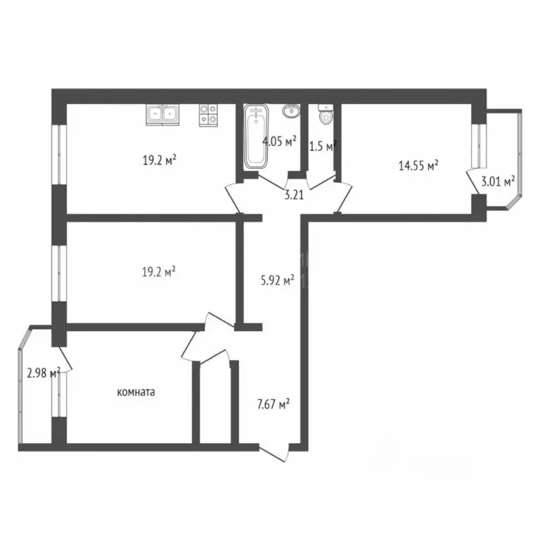 3-к кв. Тюменская область, Тюмень ул. Федюнинского, 56к1 (93.0 м) - Фото 1