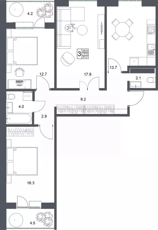 3-к кв. Орловская область, Орел Зареченский мкр, Династия жилой ... - Фото 1