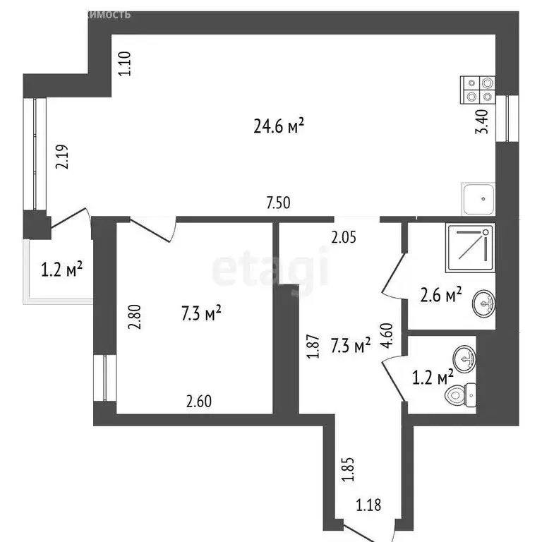 1-комнатная квартира: Ялта, улица Сеченова, 21/31к2 (44 м) - Фото 1