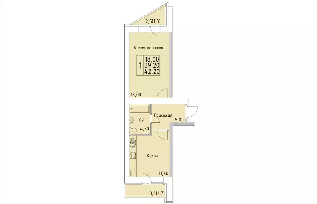 1-к кв. Кировская область, Киров ул. Красной Звезды (42.2 м) - Фото 0