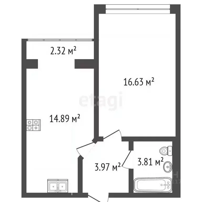1-к кв. Севастополь ул. Челнокова, 17к1 (42.0 м) - Фото 2
