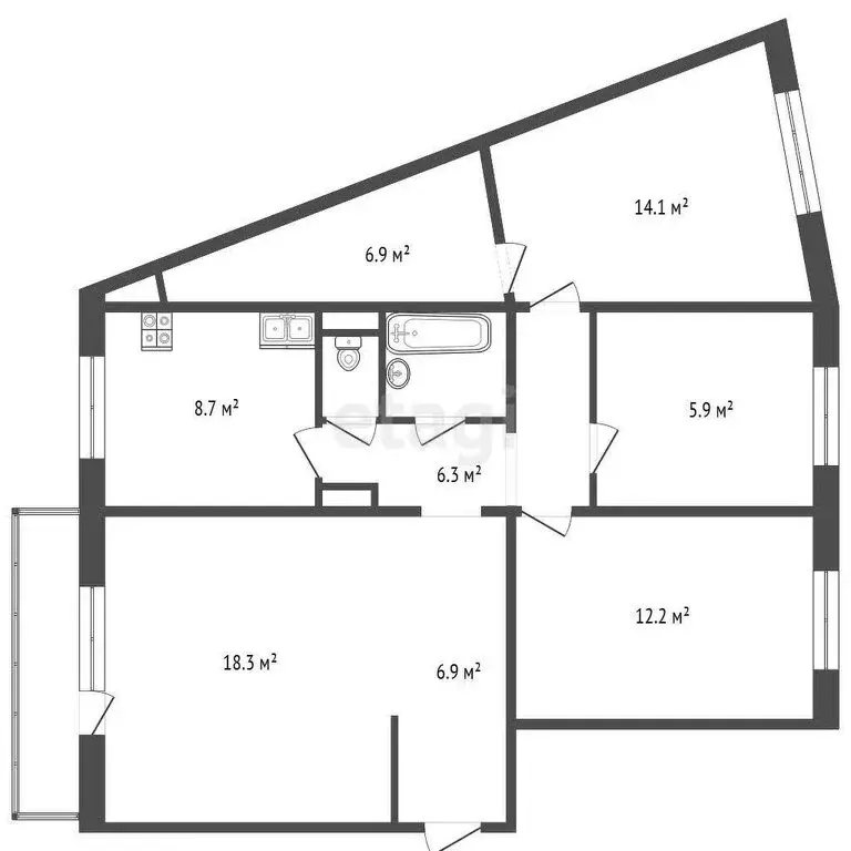 4-комнатная квартира: Прокопьевск, проспект Строителей, 33 (85 м) - Фото 0