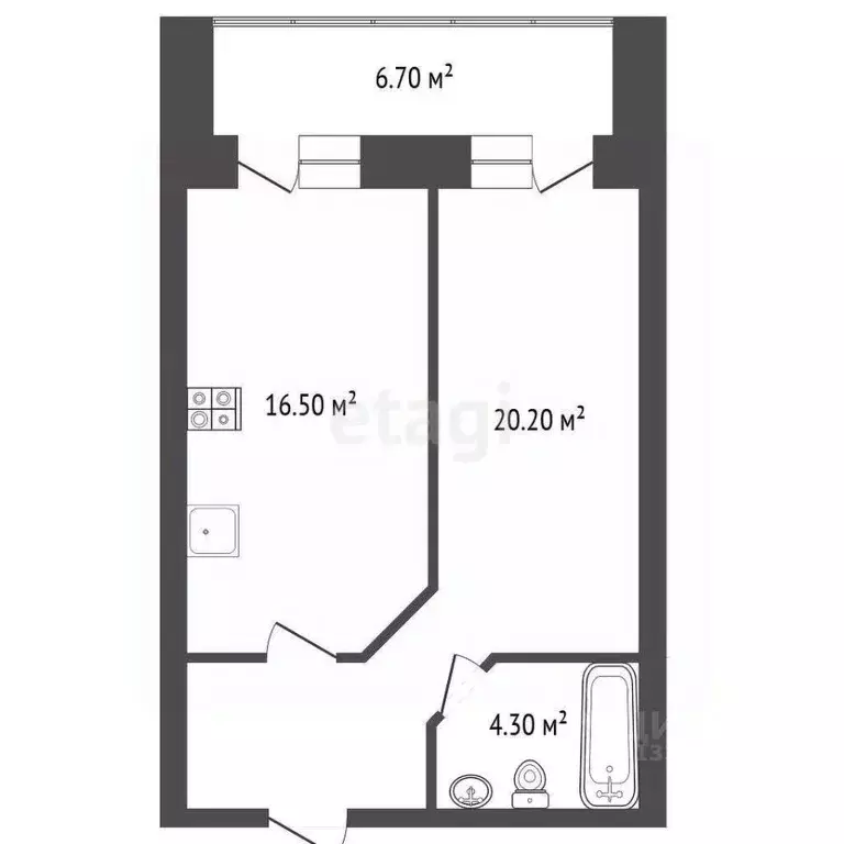 1-к кв. Ульяновская область, Ульяновск ул. Кирова, 25 (42.1 м) - Фото 1