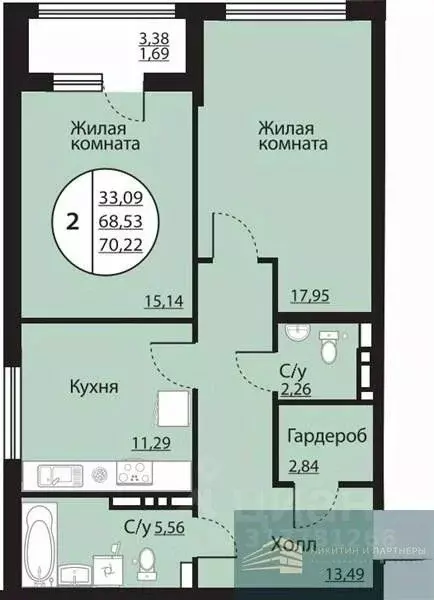 2-к кв. Воронежская область, Воронеж Московский просп., 138 (70.2 м) - Фото 0