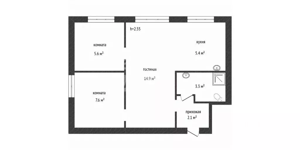3-к кв. Кемеровская область, Ленинск-Кузнецкий ул. Васильева, 13 (38.9 ... - Фото 2