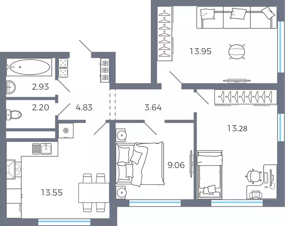 3-к кв. Самарская область, Волжский район, Лопатино с/пос, пос. ... - Фото 1