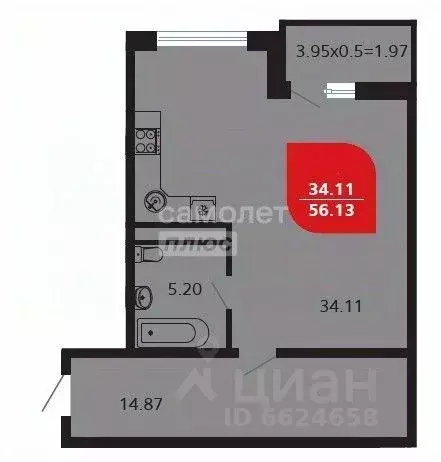 1-к кв. Краснодарский край, Новороссийск Цемдолина тер., ул. ... - Фото 2