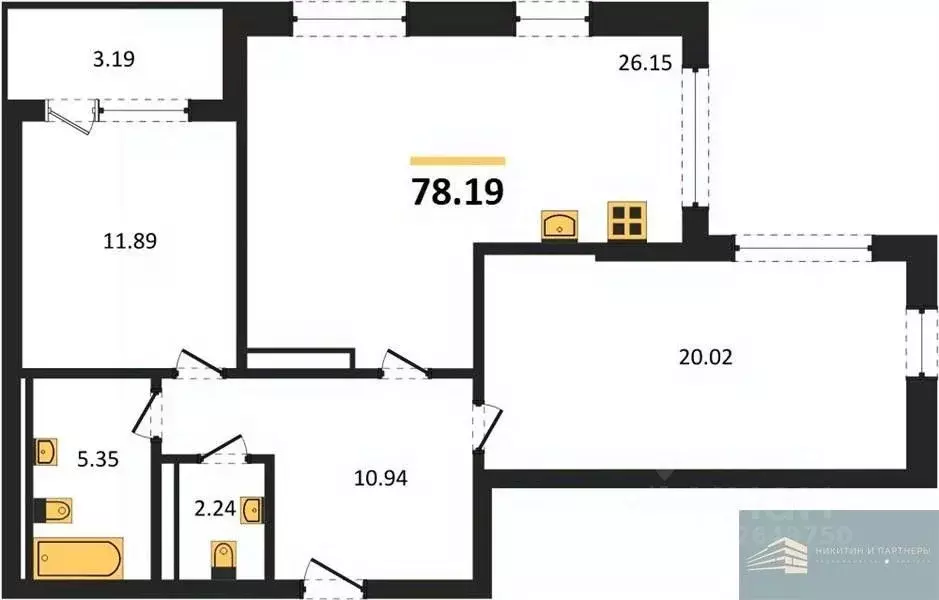 2-к кв. Воронежская область, Воронеж ул. Ломоносова, 116/1 (78.2 м) - Фото 0