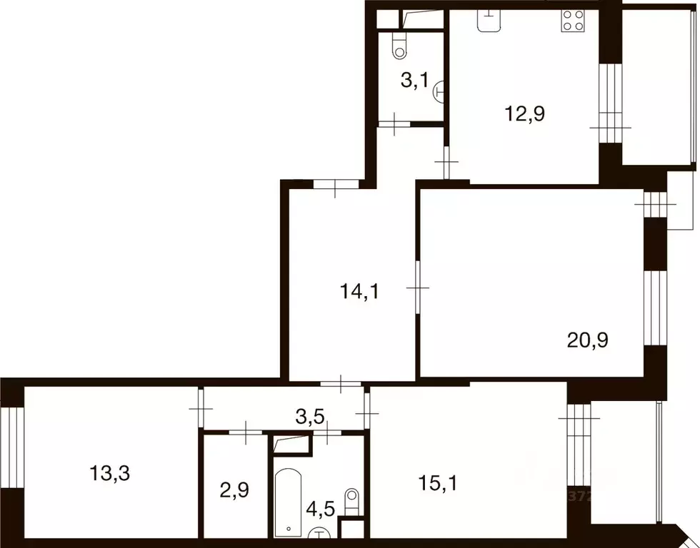 3-к кв. Москва д. Ивановское, ул. Семена Гордого, 8 (90.0 м) - Фото 0