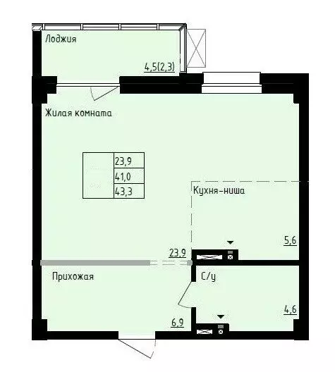 Квартира-студия: Владивосток, улица Полковника Фесюна (43.3 м) - Фото 1