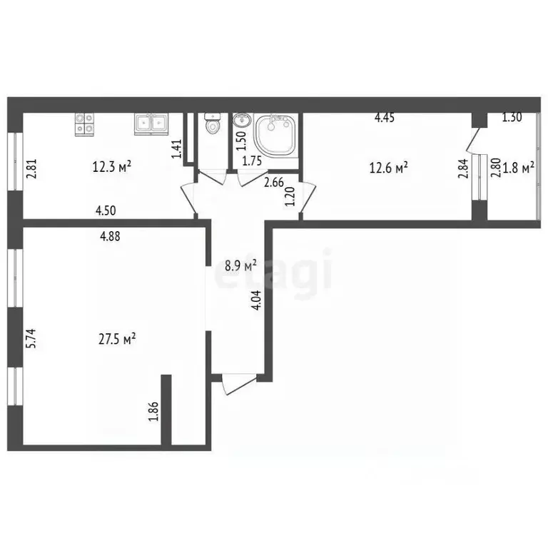 2-к кв. Татарстан, Набережные Челны ул. Раскольникова, 49В (65.0 м) - Фото 0