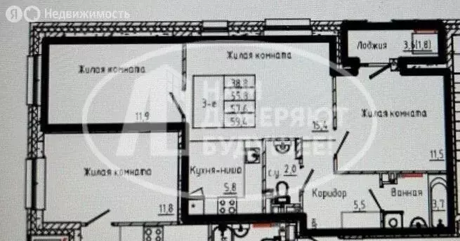 3-комнатная квартира: Пермь, улица Героев Хасана, 93 (55.2 м) - Фото 1