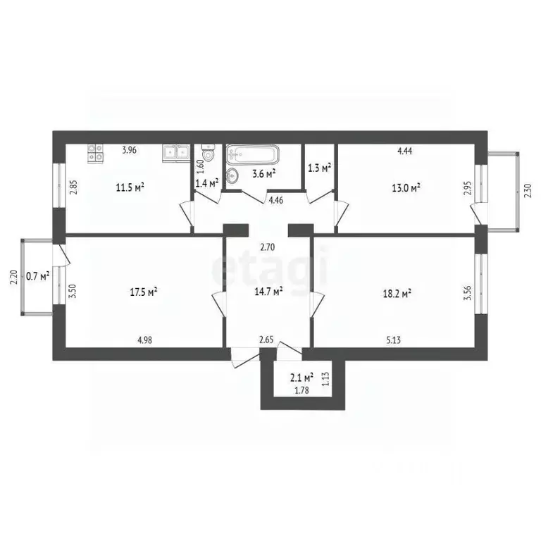 3-к кв. Башкортостан, Стерлитамак Социалистическая ул., 9 (84.7 м) - Фото 1