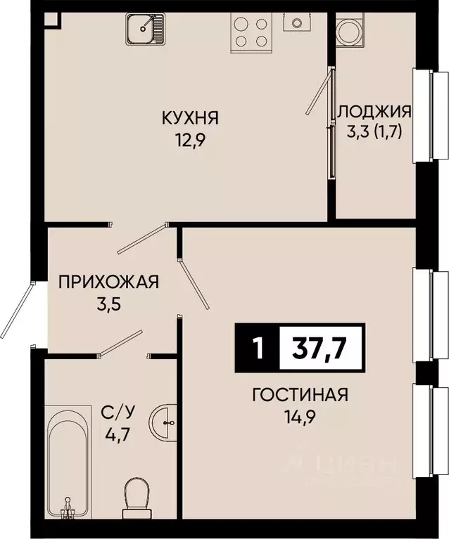 1-к кв. Ставропольский край, Кисловодск городской округ, пос. ... - Фото 0