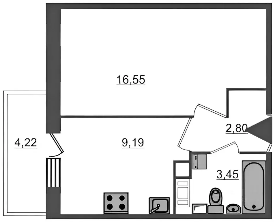 1-к кв. Санкт-Петербург ул. Среднерогатская, 16к2 (31.7 м) - Фото 2