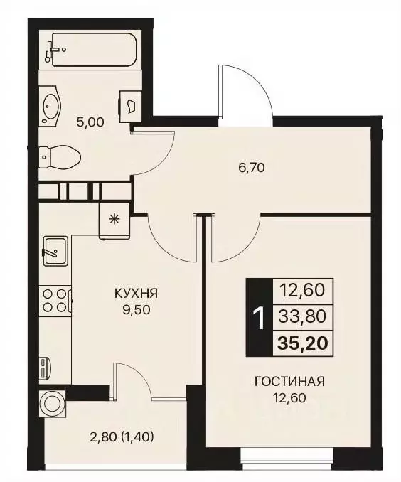 1-к кв. Ростовская область, Ростов-на-Дону Эстет жилой комплекс (35.7 ... - Фото 0