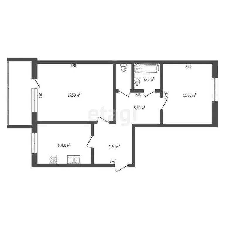 2-комнатная квартира: Ялуторовск, Вокзальная улица, 15 (54 м) - Фото 1