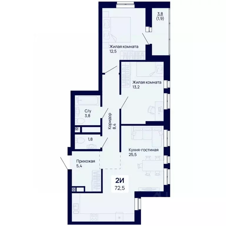 2-к кв. Свердловская область, Екатеринбург Галактика жилой комплекс ... - Фото 1