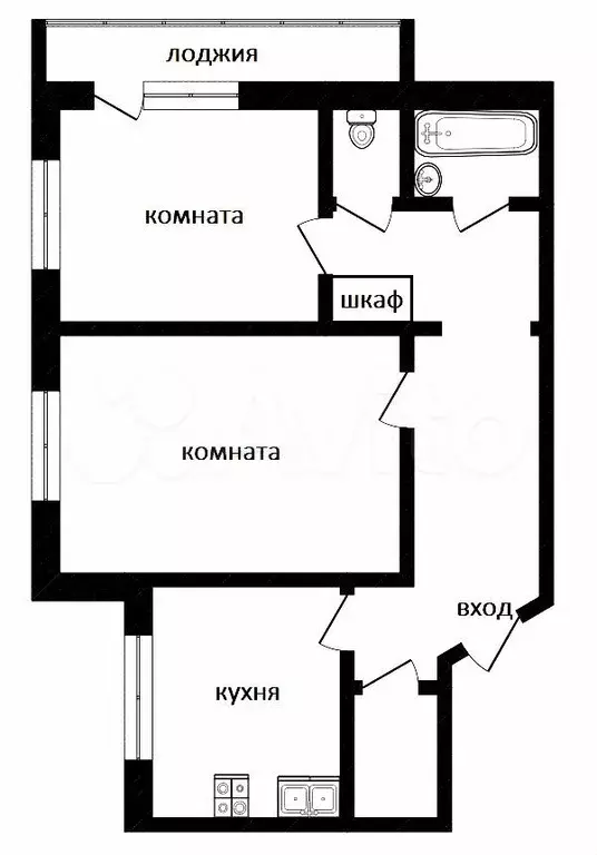 2-к. квартира, 53,6 м, 1/9 эт. - Фото 0