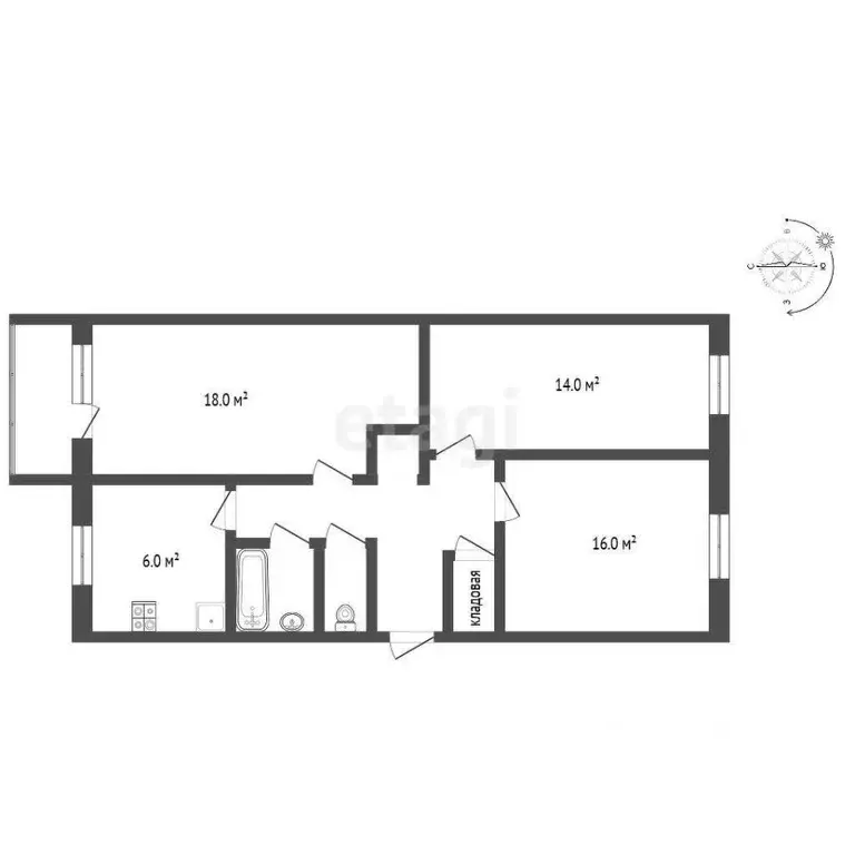 3-к кв. Ростовская область, Ростов-на-Дону ул. Гаккеля, 3/3 (62.4 м) - Фото 2