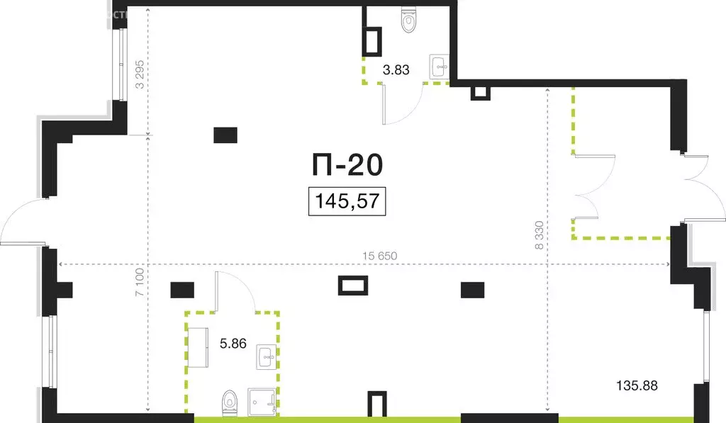 Помещение свободного назначения (145.57 м) - Фото 1