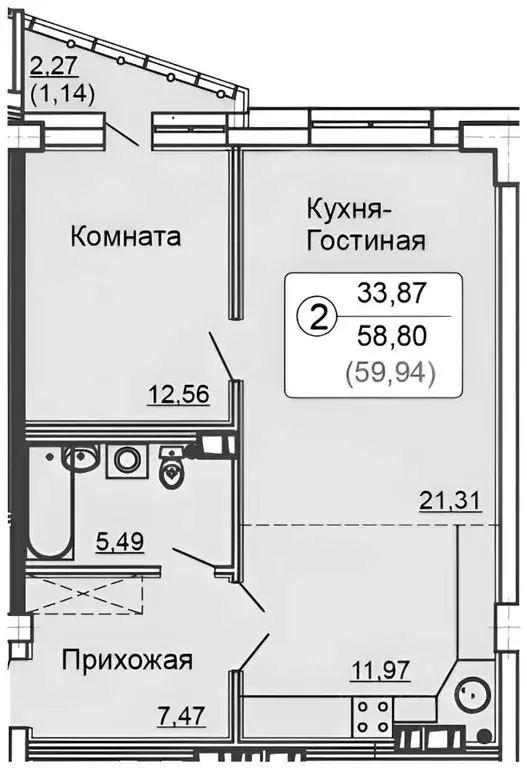 2-к кв. Кировская область, Киров Октябрьский просп., 117 (60.6 м) - Фото 2