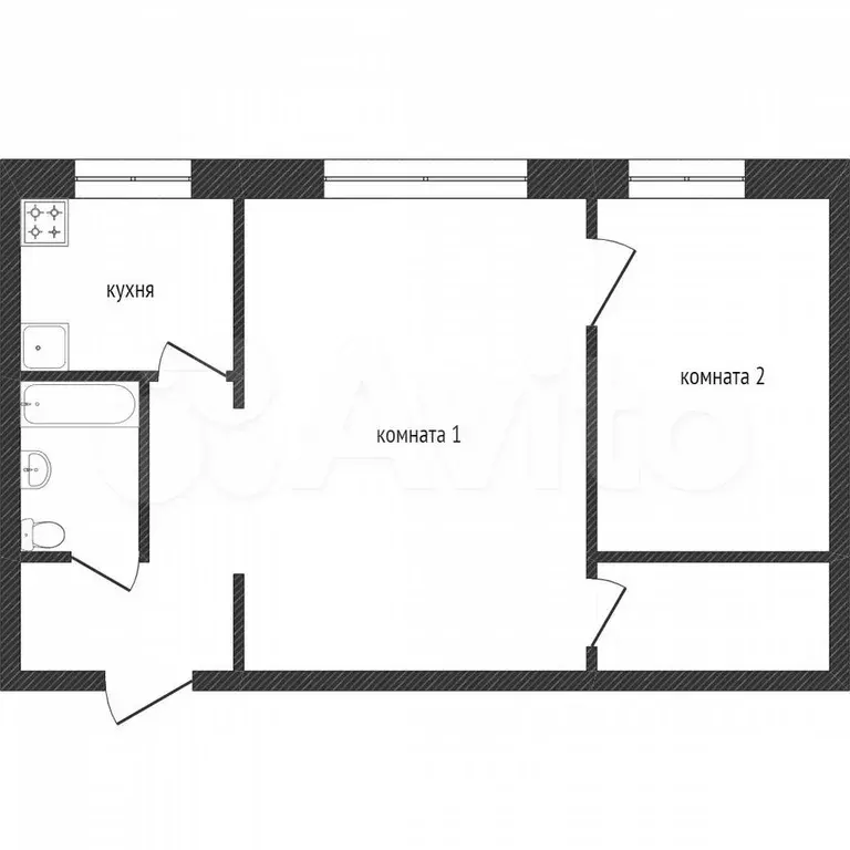 2-к. квартира, 41,4 м, 2/5 эт. - Фото 0