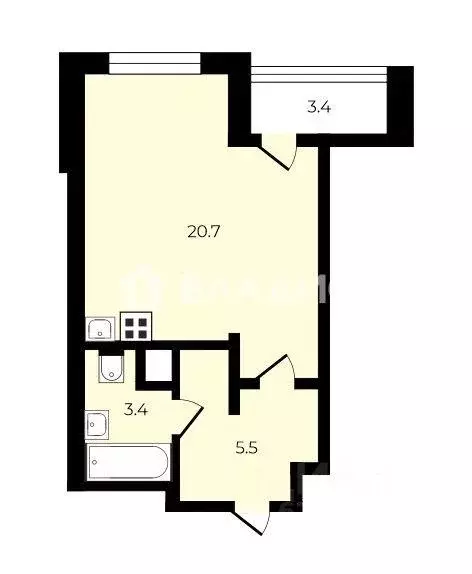 Квартира, студия, 31.8 м - Фото 1