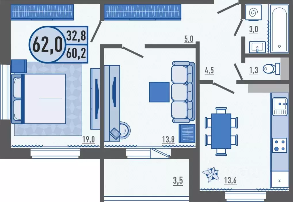 2-к кв. Орловская область, Орловский район, д. Образцово ул. Николая ... - Фото 1
