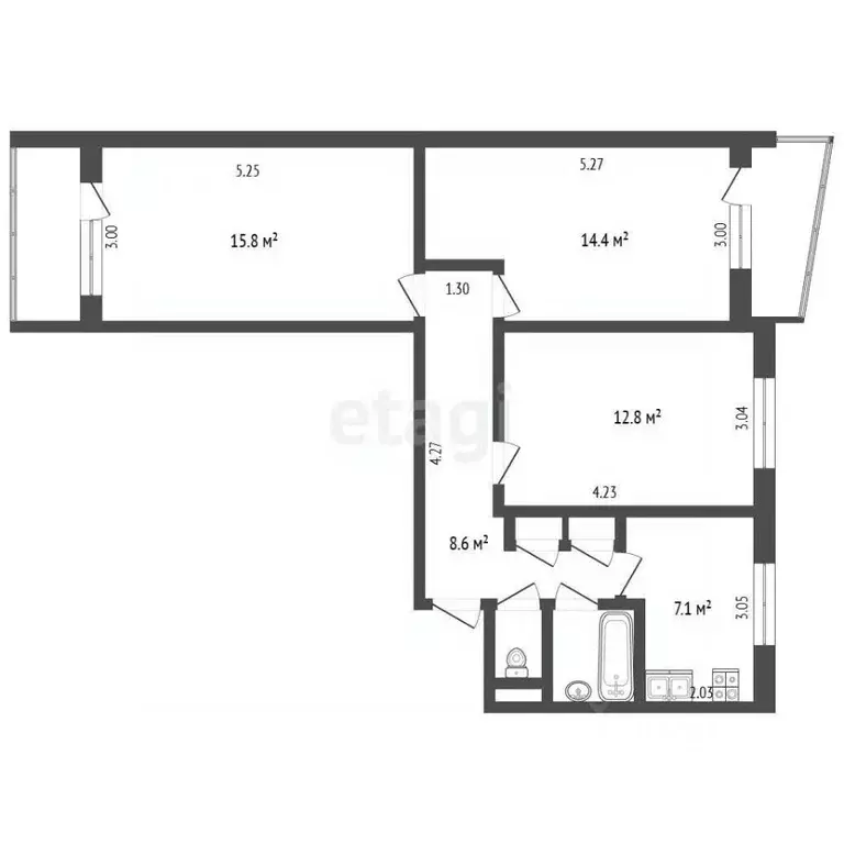 3-к кв. Москва 3-я Карачаровская ул., 4К1 (65.0 м) - Фото 2