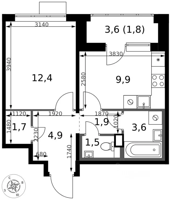 1-к кв. Московская область, Химки Клязьма-Старбеево мкр, Международный ... - Фото 1