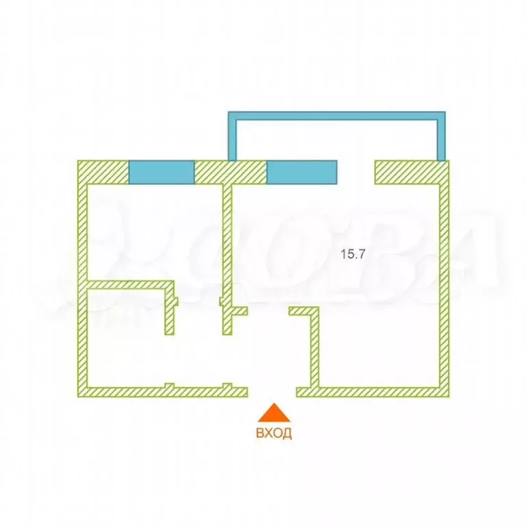1-к. квартира, 30,1 м, 8/9 эт. - Фото 0