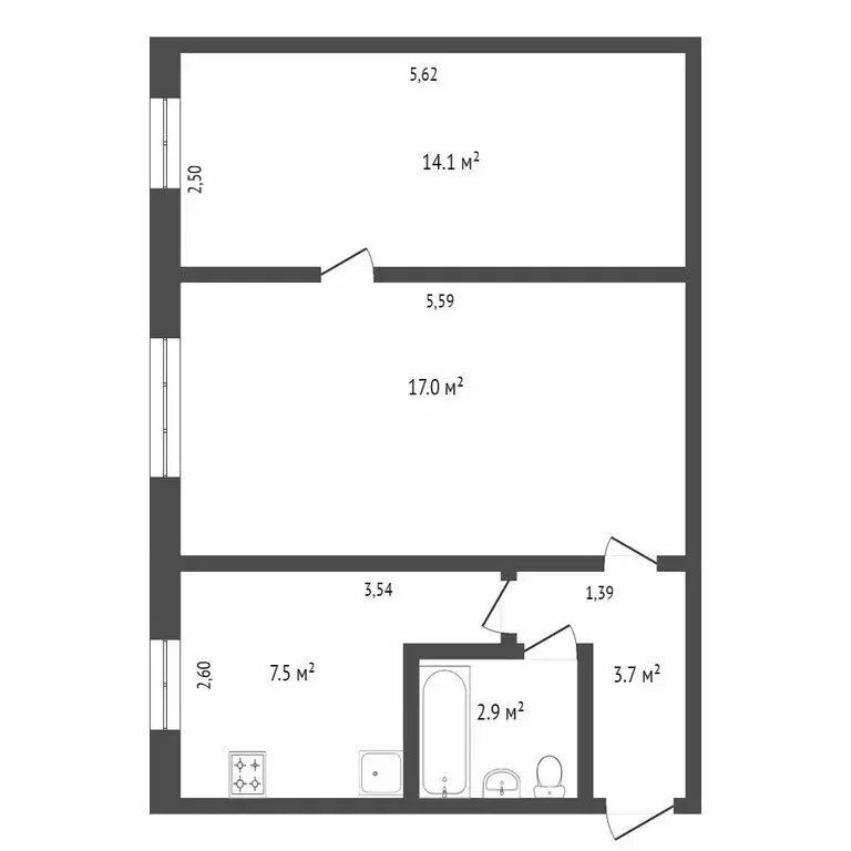 2-комнатная квартира: Омск, 27-я Северная улица, 98 (45.1 м) - Фото 1