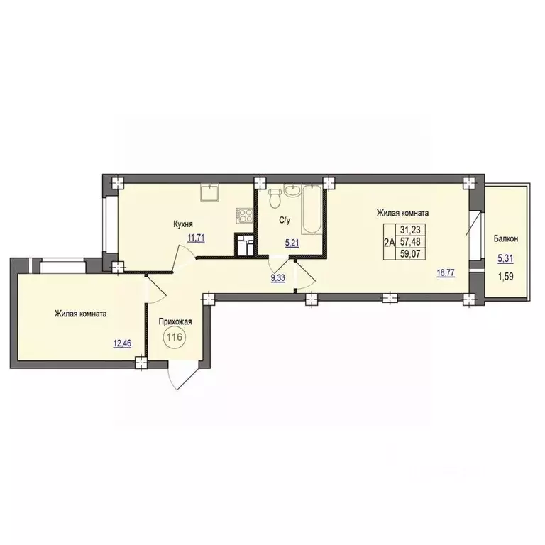 2-к кв. Псковская область, Псковский район, Завеличенская волость, д. ... - Фото 1