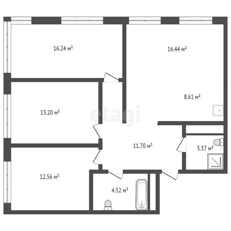 4-комнатная квартира: Кемерово, улица Сарыгина, 33 (86.6 м) - Фото 0