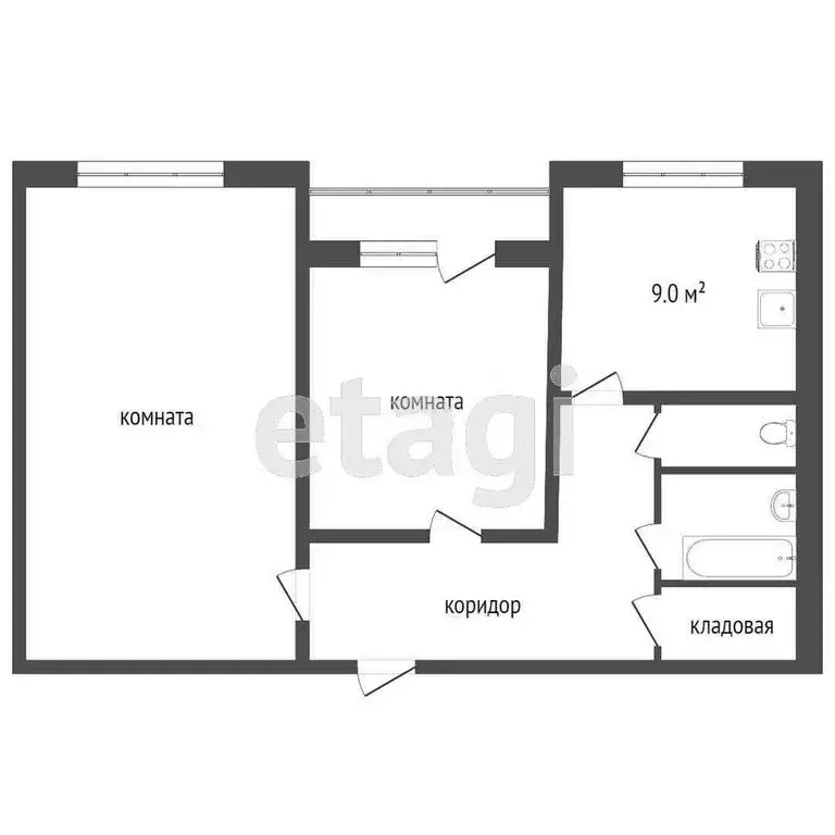 2-комнатная квартира: Воронеж, Беговая улица, 162 (45.4 м) - Фото 1
