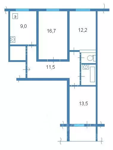 3-к кв. тульская область, тула ул. бондаренко, 5 (58.7 м) - Фото 1