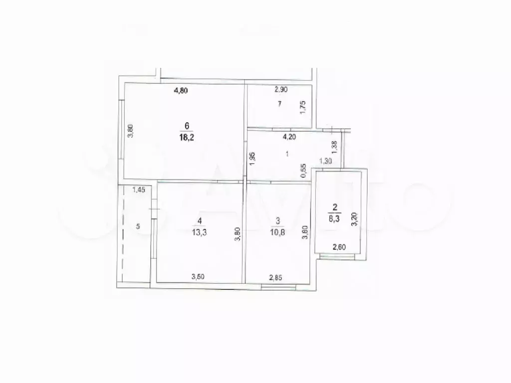 3-к. квартира, 66 м, 1/2 эт. - Фото 0