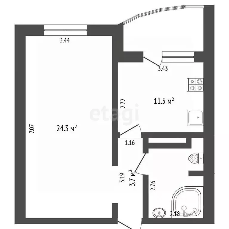 1-к кв. Тюменская область, Тюменский муниципальный округ, д. Дударева ... - Фото 1