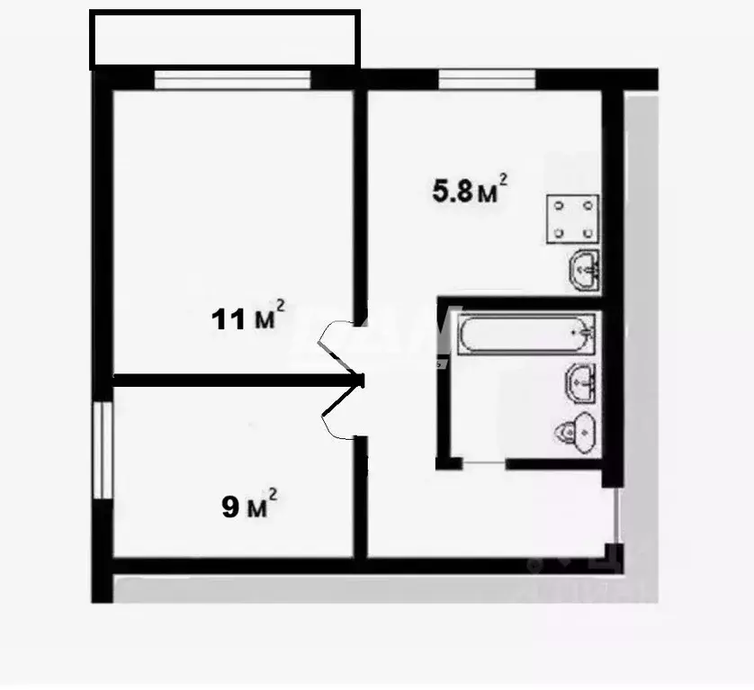 2-к кв. Челябинская область, Челябинск ул. Островского, 23А (31.0 м) - Фото 2