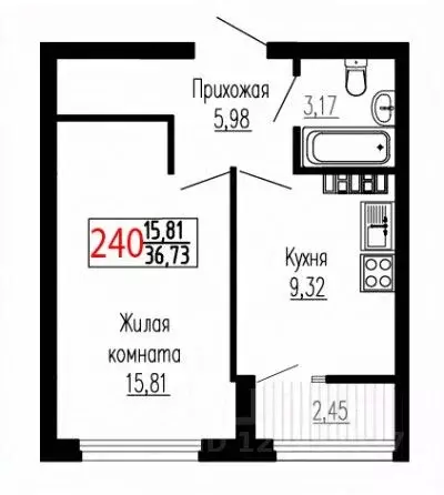 1-к кв. Свердловская область, Екатеринбург ул. Лыжников, 3 (36.8 м) - Фото 0