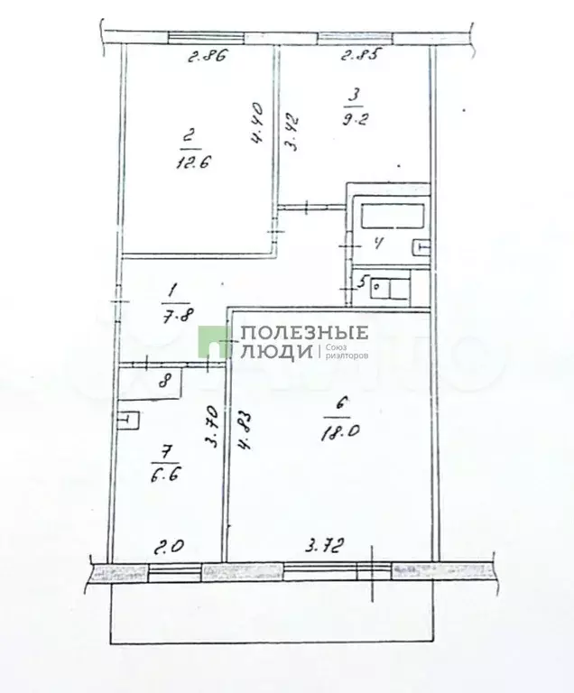 3-к. квартира, 59,7 м, 5/5 эт. - Фото 0