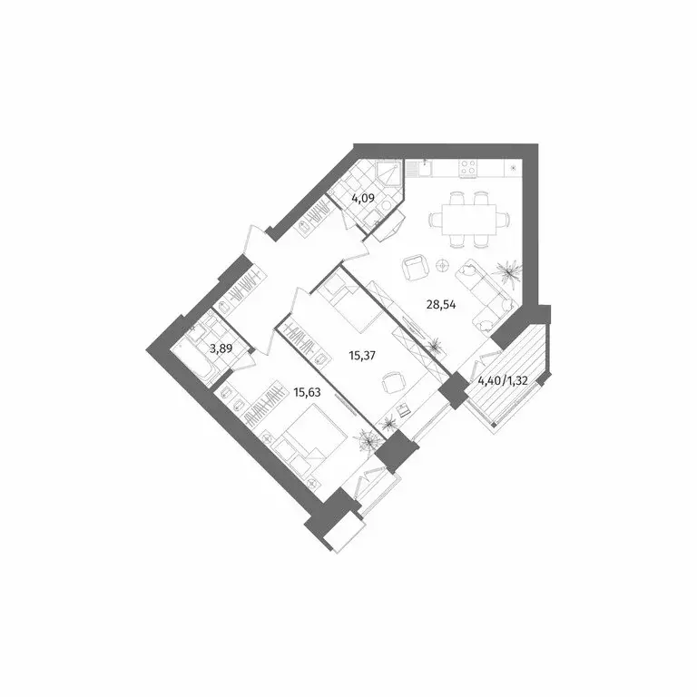 2-комнатная квартира: Санкт-Петербург, Лиственная улица, 20к2 (79.4 м) - Фото 1