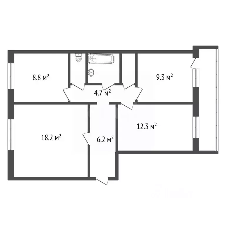 3-к кв. Красноярский край, Красноярск ул. Шевченко, 80 (64.9 м) - Фото 2